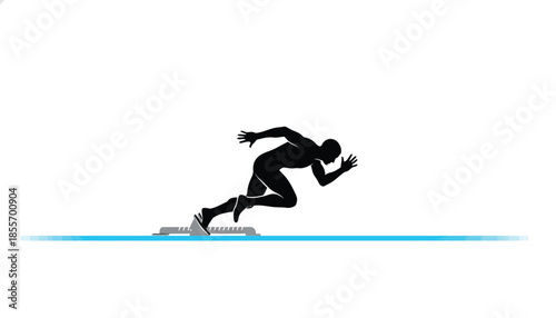 Man Running on Ice Skate on Frozen Pond