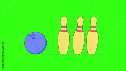 Bowling items animation on green screen