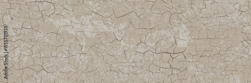 Seamless cement grey brown wall with crack pattern. Crackled glaze. Old, dried, dirt or ground surface. Vector illustration.