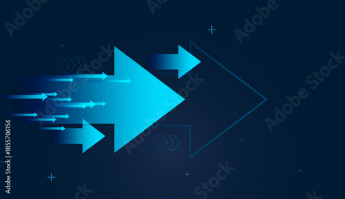 The largest arrow Moving forward in the center represents a leading stock or index. blue arrows abstract background material design