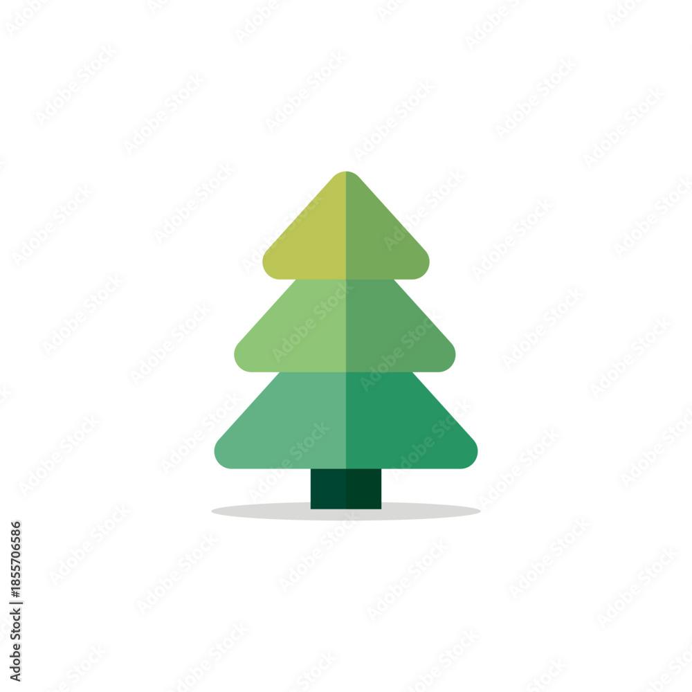 Fototapeta premium Flat Christmas Tree Icon, Editable Vector Evergreen Illustration