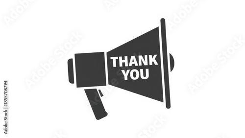 Loudspeaker of Gratitude: A stylized graphic of a megaphone, prominently displaying the words THANK YOU, conveying appreciation, recognition and gratitude.