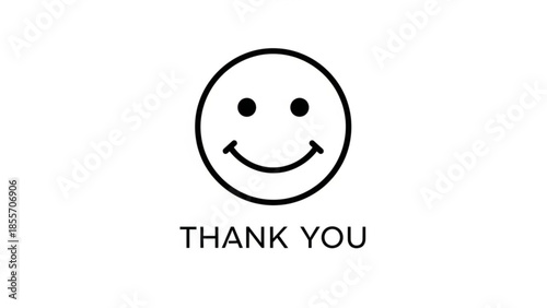 Gratitude in Simplicity: A minimalist depiction of a smiling face, accompanied by the words THANK YOU, conveys a message of sincere appreciation. 
