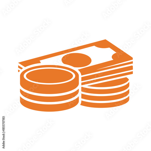 Orange Money Stack Vector Illustration