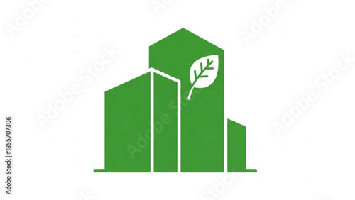 Green building and sustainable architecture icon representing eco-friendly development and environmental conservation