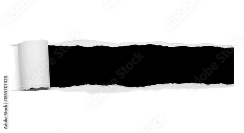 Torn paper effect with black hole, isolated on transparent background