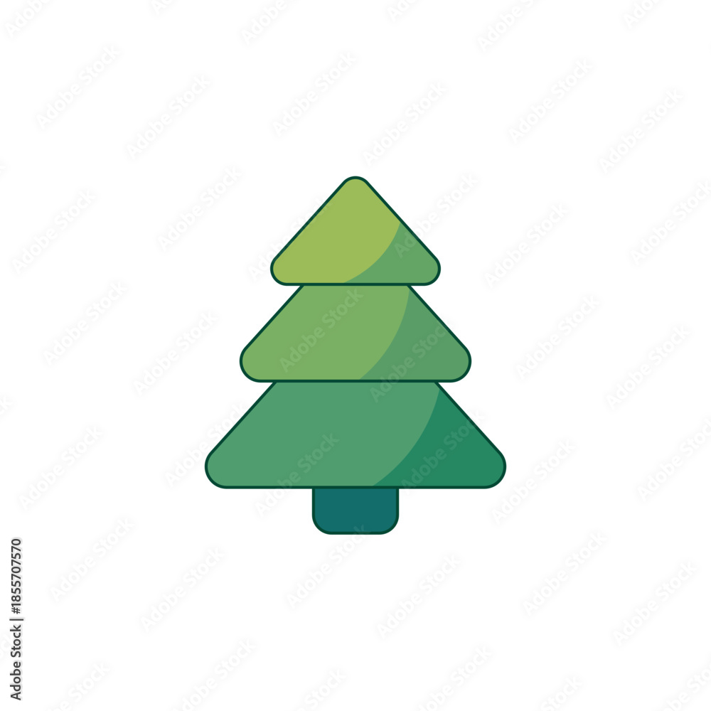 Fototapeta premium Flat Christmas Tree Icon, Editable Vector Evergreen Illustration