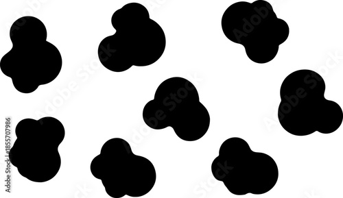 Abstract black organic liquid blob shapes and fluid silhouette set isolated on white for modern minimalist graphic design, logos, and creative vector art projects.