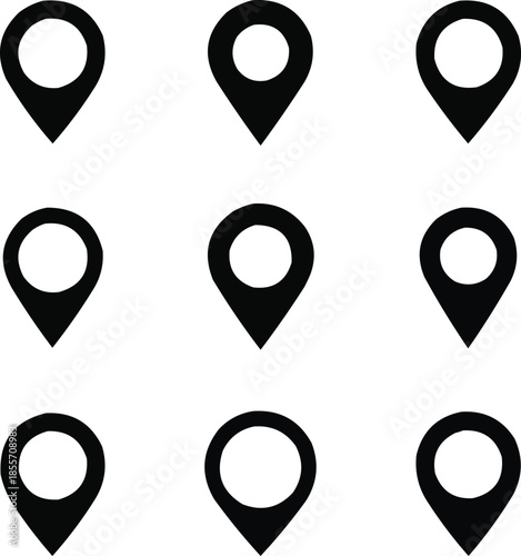 Map Pin Icon Set  Location Marker Vector Symbols for UI