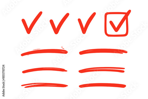 Red checkmarks and lines with glowing effect on dark background