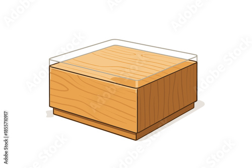 Empty wooden display case with glass lid