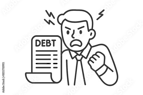 Angry businessman frustrated by debt document