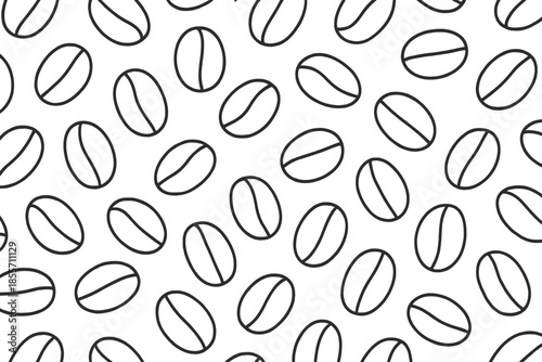 Seamless Coffee Bean Pattern on Dark Grey Background