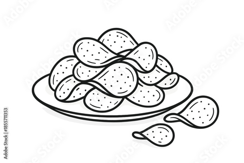 Crispy potato chips on a white plate