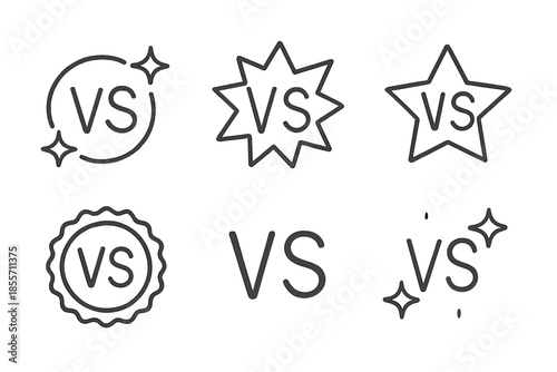 Versus competition icons with sparkle effects