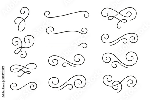Set of ornamental flourishes and swirls on a gradient background