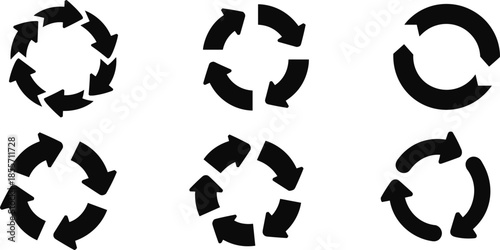 Circular arrow icon, refresh reload vector, cycle process design, recycling symbol artwork, loop rotation graphic, continuous flow illustration