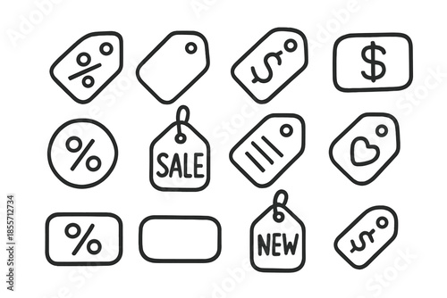 Set of discount and sale tags icons