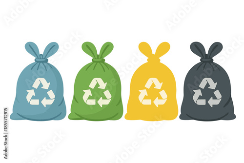 Recycling bins with glowing effects