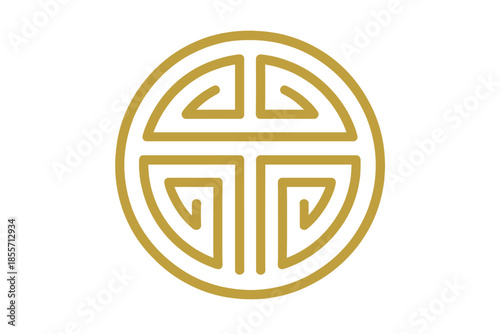 Golden Chinese fu character symbol on gradient background