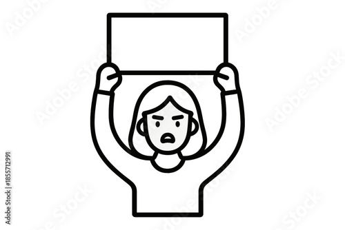 Person holding a blank sign in protest