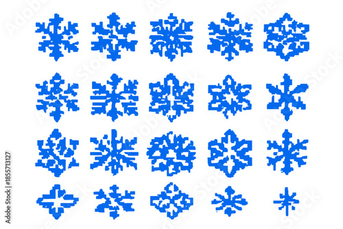 Glowing Blue Snowflakes on Dark Background