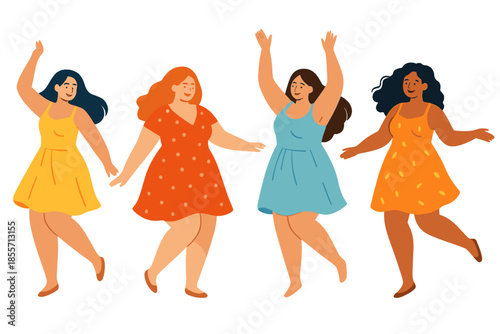 Diverse group of women dancing with joy
