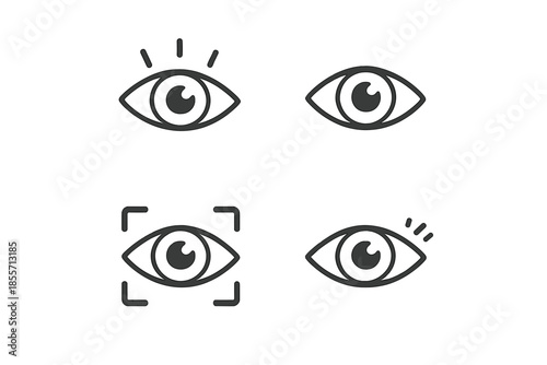 Four eye icons on a dark background