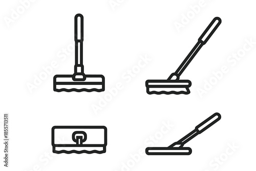 Mop line icon set. Floor cleaning tool vector symbols
