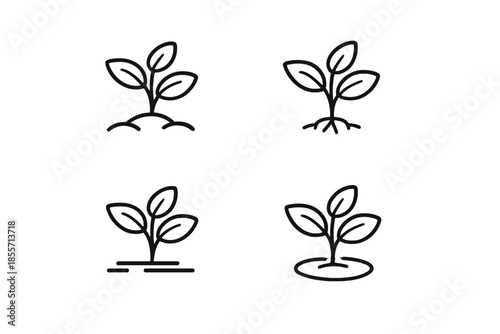 Four seedling icons on a grey background