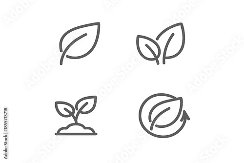 Four leaf icons in a grid on a gray background