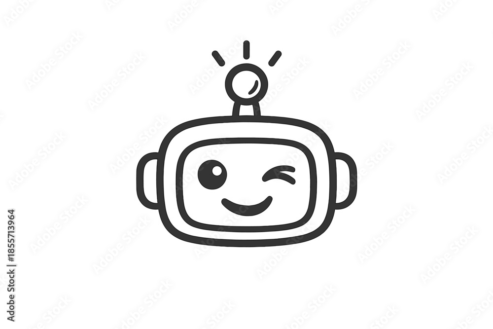 Obraz premium Winking Robot Face Icon with Lightbulb