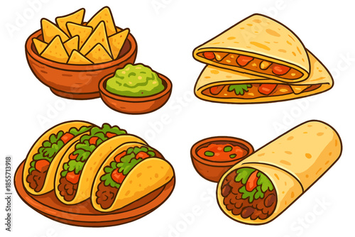 Cartoon Mexican Food Platter