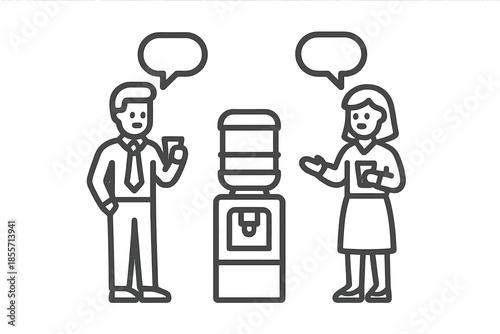 Office Water Cooler Conversation Line Icon