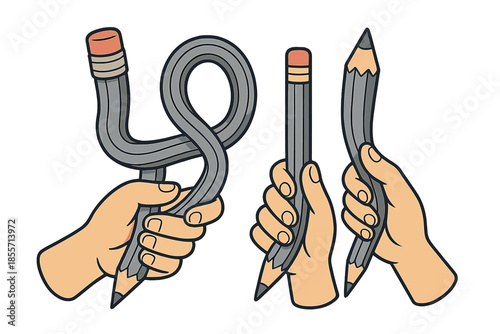 Hands holding pencils in different ways