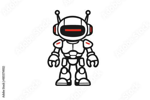 Cute Cartoon Robot with Red Eyes