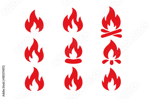 Red Fire Icons on Blurred Background