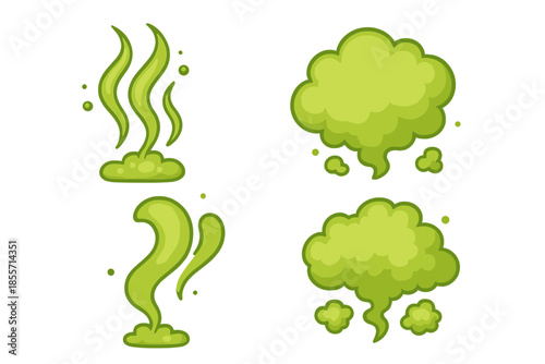 Cartoon green stink clouds