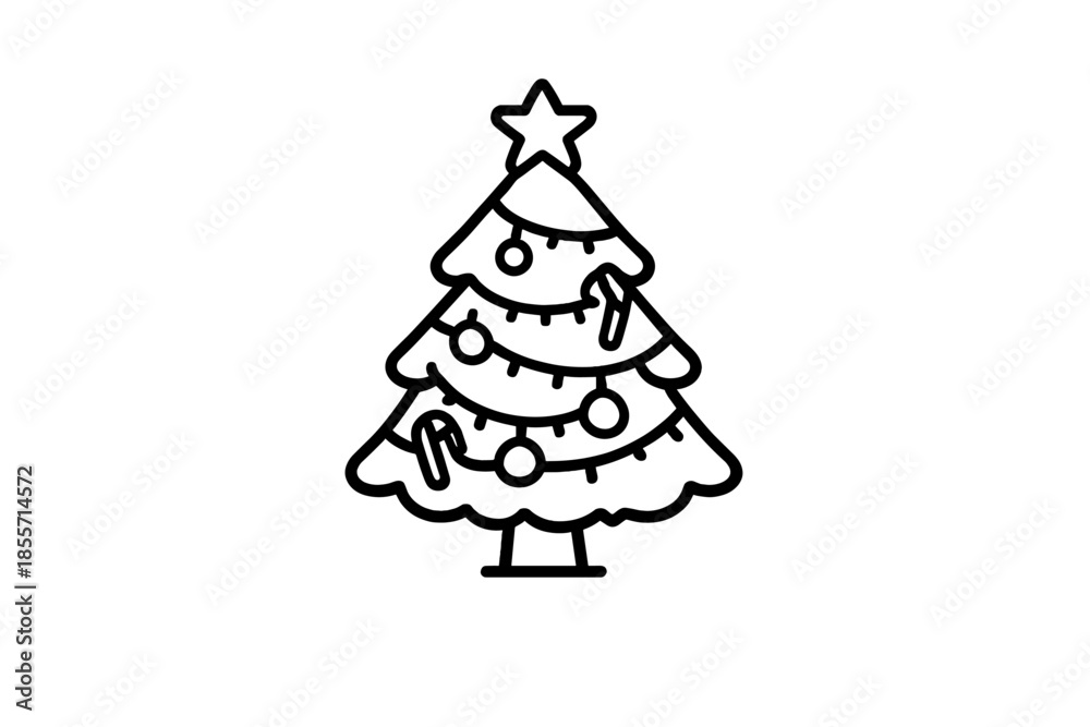 Fototapeta premium Christmas Tree with Decorations Icon