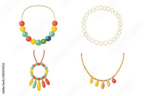 Four Necklaces Displayed on a Gradient Background