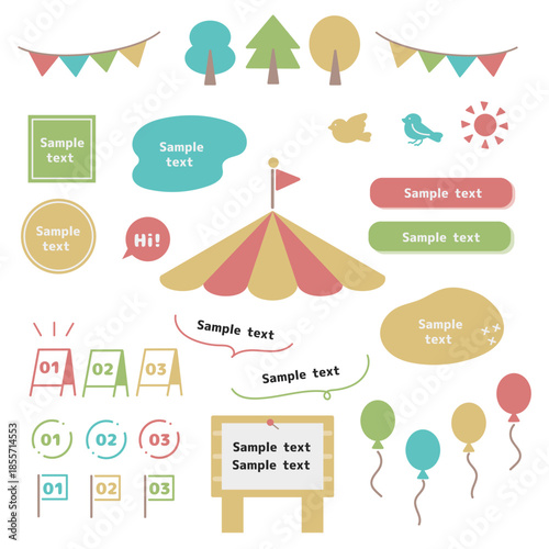 ピクニックやアウトドアお出かけに使えるあしらい素材セット