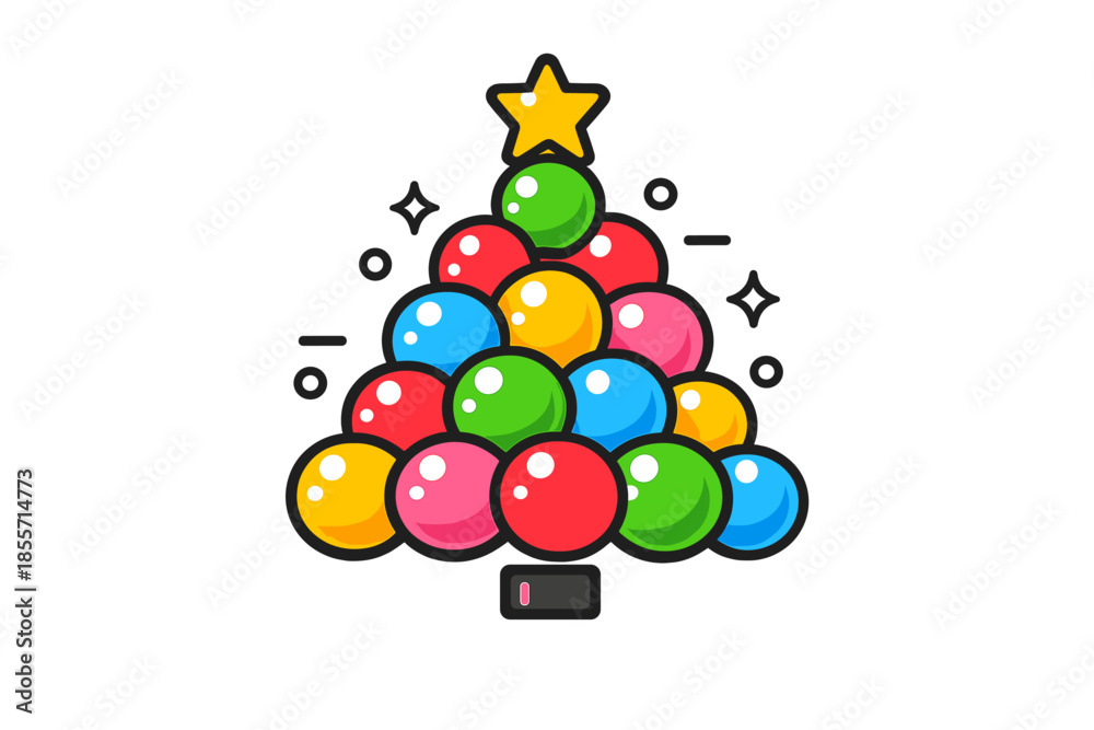 Fototapeta premium Stylized Christmas Tree Made of Colorful Bubbles
