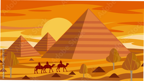 Vibrant cartoon desert landscape with towering red rock formations under a bright blue sky