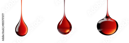 Panel kuchenny z motywem Three red liquid droplets falling on isolated transparent background