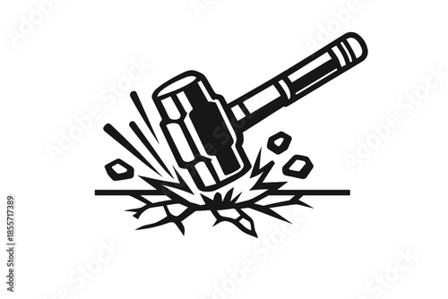 Sledgehammer smashing ground icon