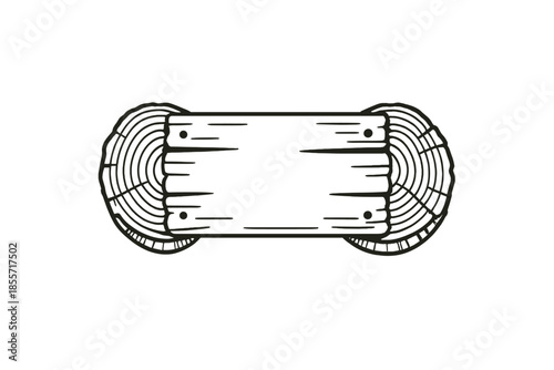 Cartoon wooden sign on a yellow background