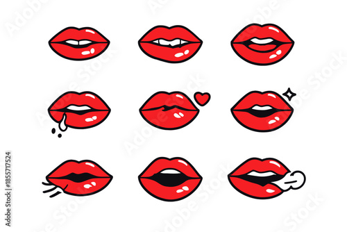 Collection of Red Lips Expressions