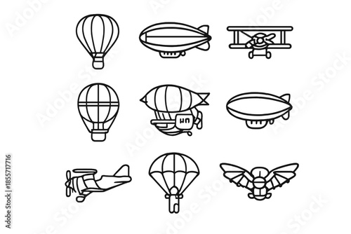 Vintage Aircraft Icons Set