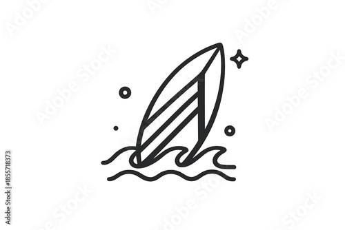 Surfboard in Ocean Waves Icon
