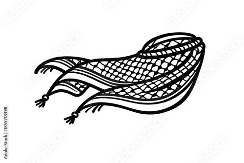 Stylized Black and White Keffiyeh with Tassels